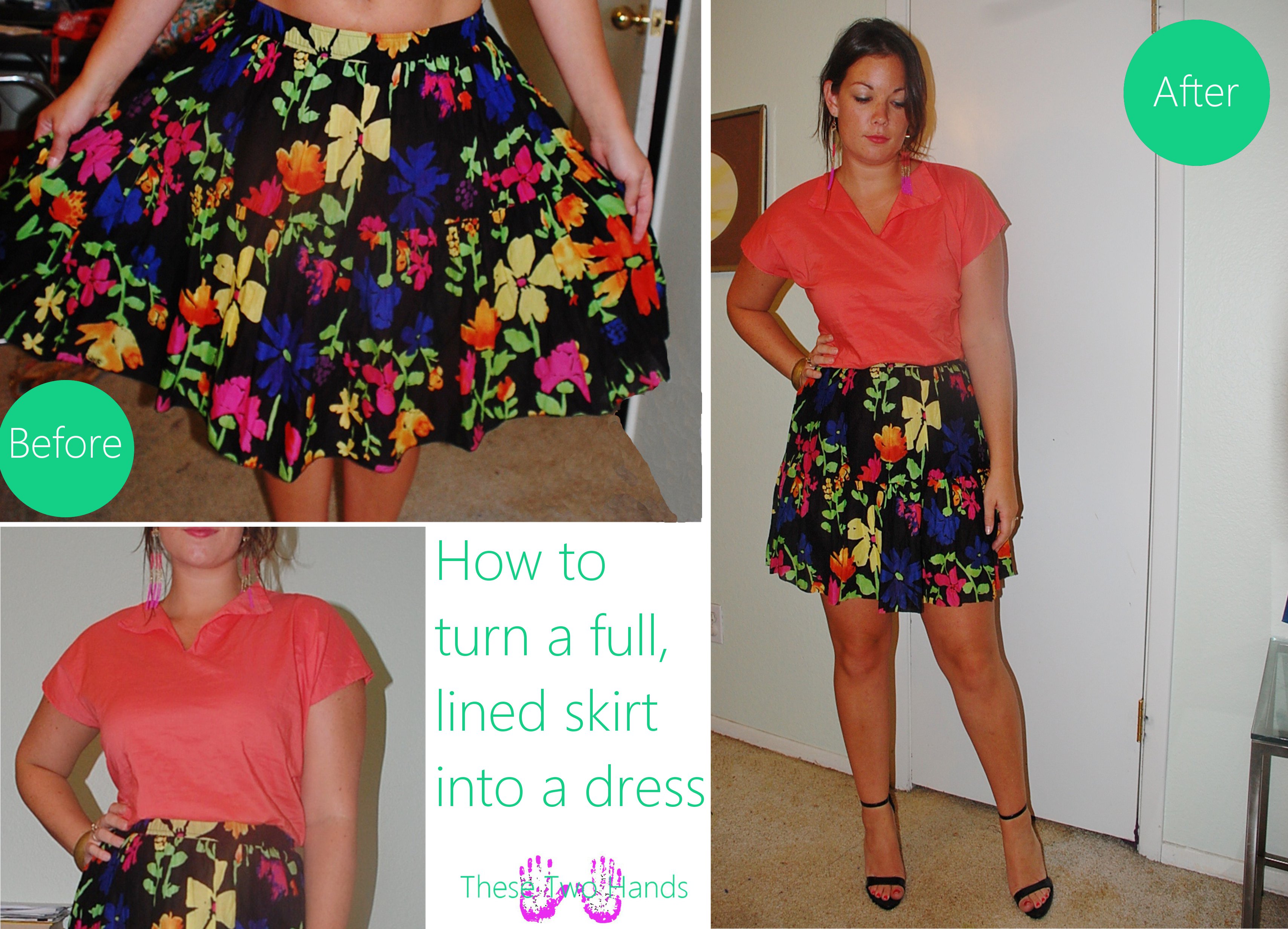 Turn a Lined Skirt Into a Dress | These Two Hands